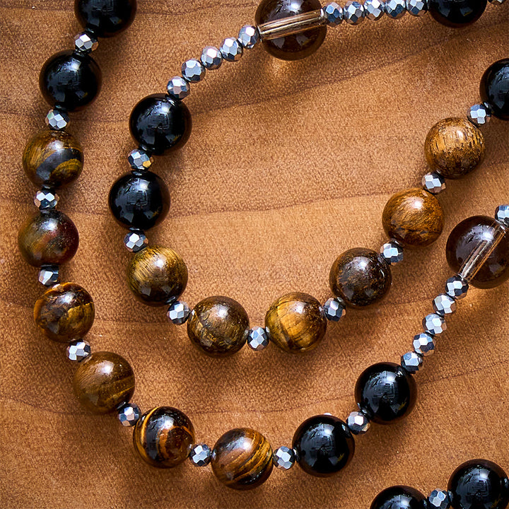 Solacebeads Tiger Eye, Obsidian Stone Rosary &amp; Hematite Cross: Unites Strength With Devout Faith - image 2