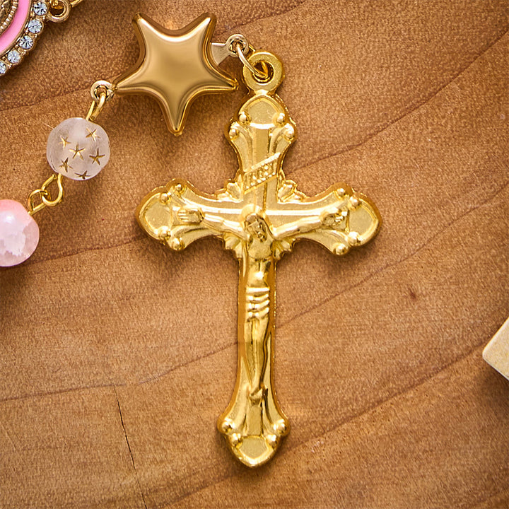SolaceBeads Artistic Rosary, Pink Stones &amp; Star Beads, Guadalupe Medal: Light‑Filled Devotion - image 8