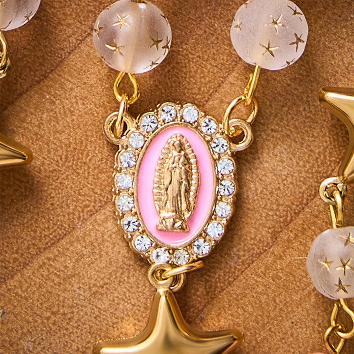 SolaceBeads Artistic Rosary, Pink Stones &amp; Star Beads, Guadalupe Medal: Light‑Filled Devotion - image 7