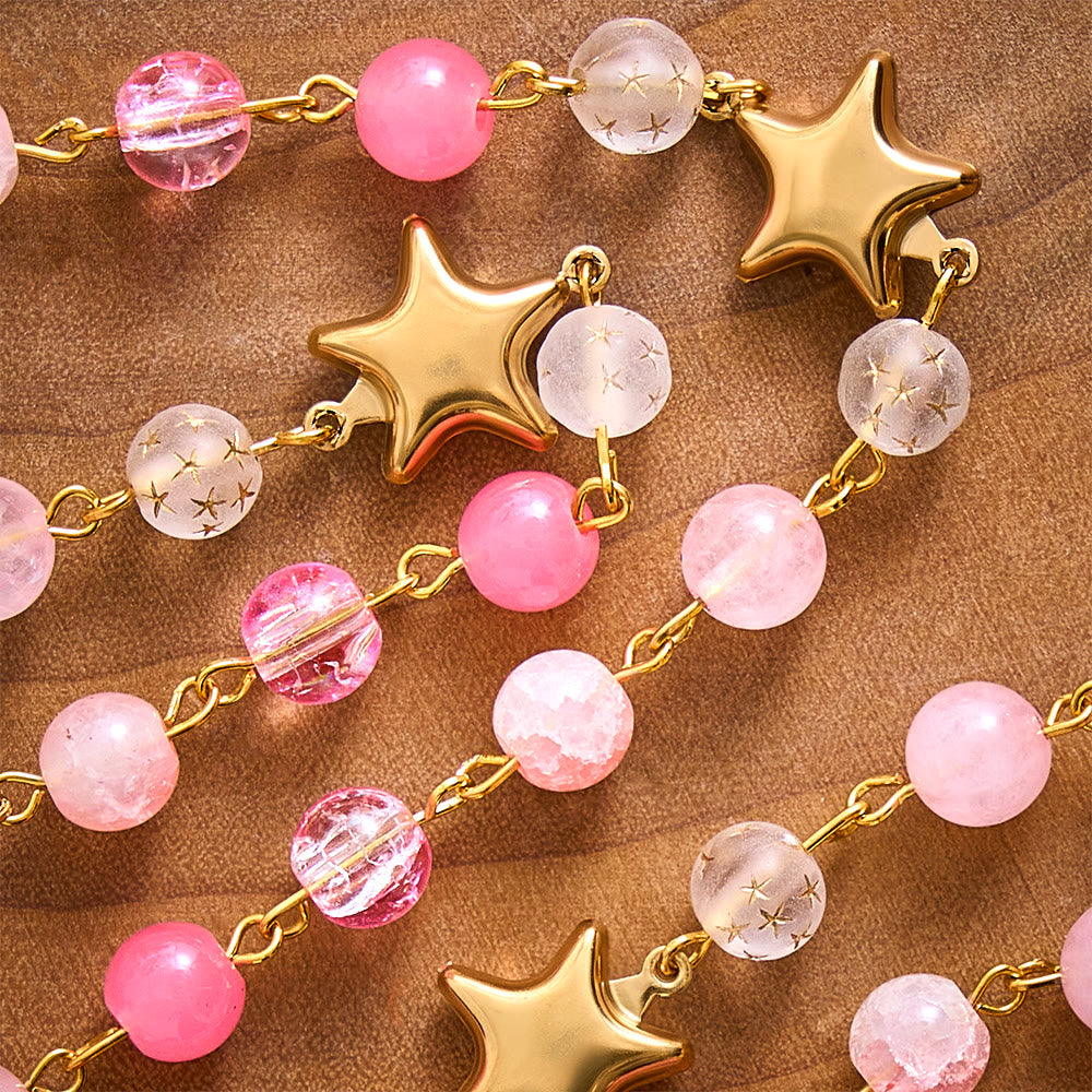 SolaceBeads Artistic Rosary, Pink Stones &amp; Star Beads, Guadalupe Medal: Light‑Filled Devotion - image 6