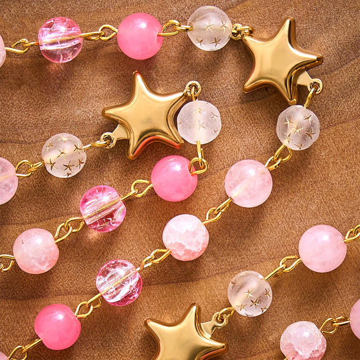 SolaceBeads Artistic Rosary, Pink Stones &amp; Star Beads, Guadalupe Medal: Light‑Filled Devotion - image 6
