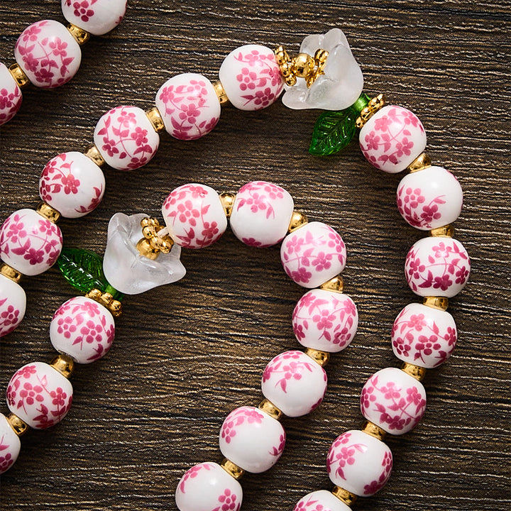 Solacebeads Pink Floral Ceramic Rosary With White Lily &amp; Pearl Cross: The Pure Devotion Of Guadalupe - image 2