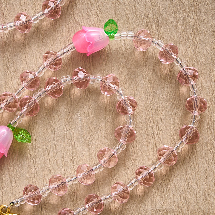 SolaceBeads Crystal Rosary, Pink Beads &amp; Bellflower Accents, Miraculous Medal: Light of Devotion - image 6