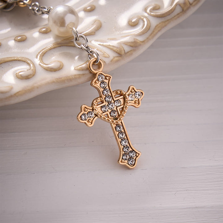 Solacebeads Pearl Beaded Rosary Key Chain With Sacred Heart Cross: The Portable Faith of Guadalupe - image 6