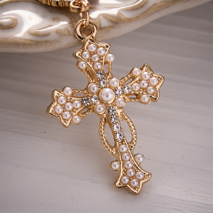Solacebeads Enamel Rhinestone Guadalupe Medal &amp; Pearl‑inlaid Cross Keychain: Carrying Quiet Faith - image 12