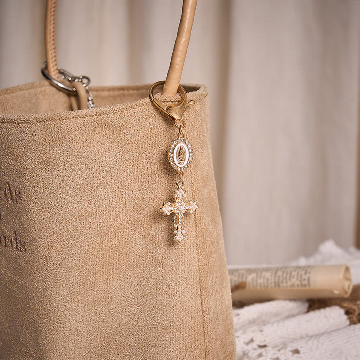 Solacebeads Enamel Rhinestone Guadalupe Medal &amp; Pearl‑inlaid Cross Keychain: Carrying Quiet Faith - image 4