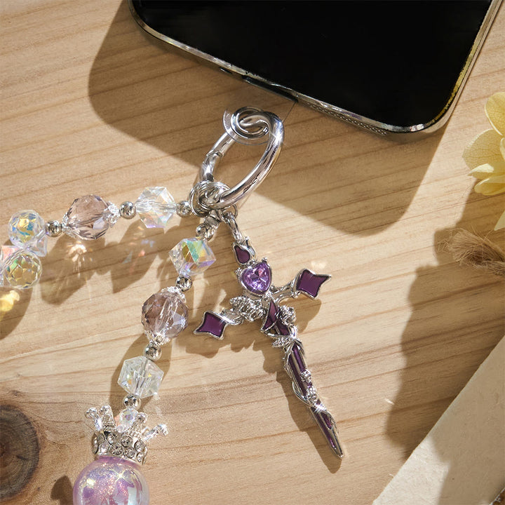 SolaceBeads Phone Charm, Crystal &amp; Pearl Beads, Two‑Color Option Cross: Light‑Filled Devotion Accessory - image 9