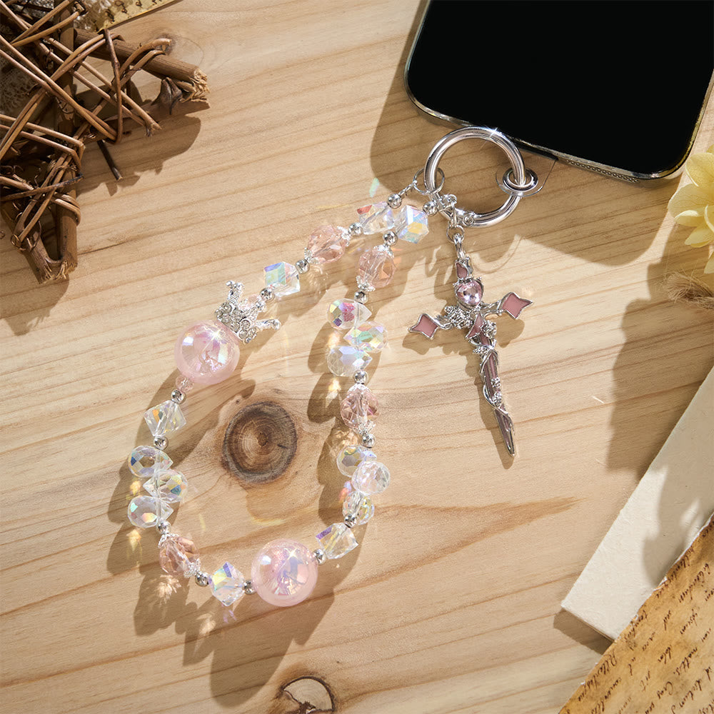 SolaceBeads Phone Charm, Crystal &amp; Pearl Beads, Two‑Color Option Cross: Light‑Filled Devotion Accessory - image 8