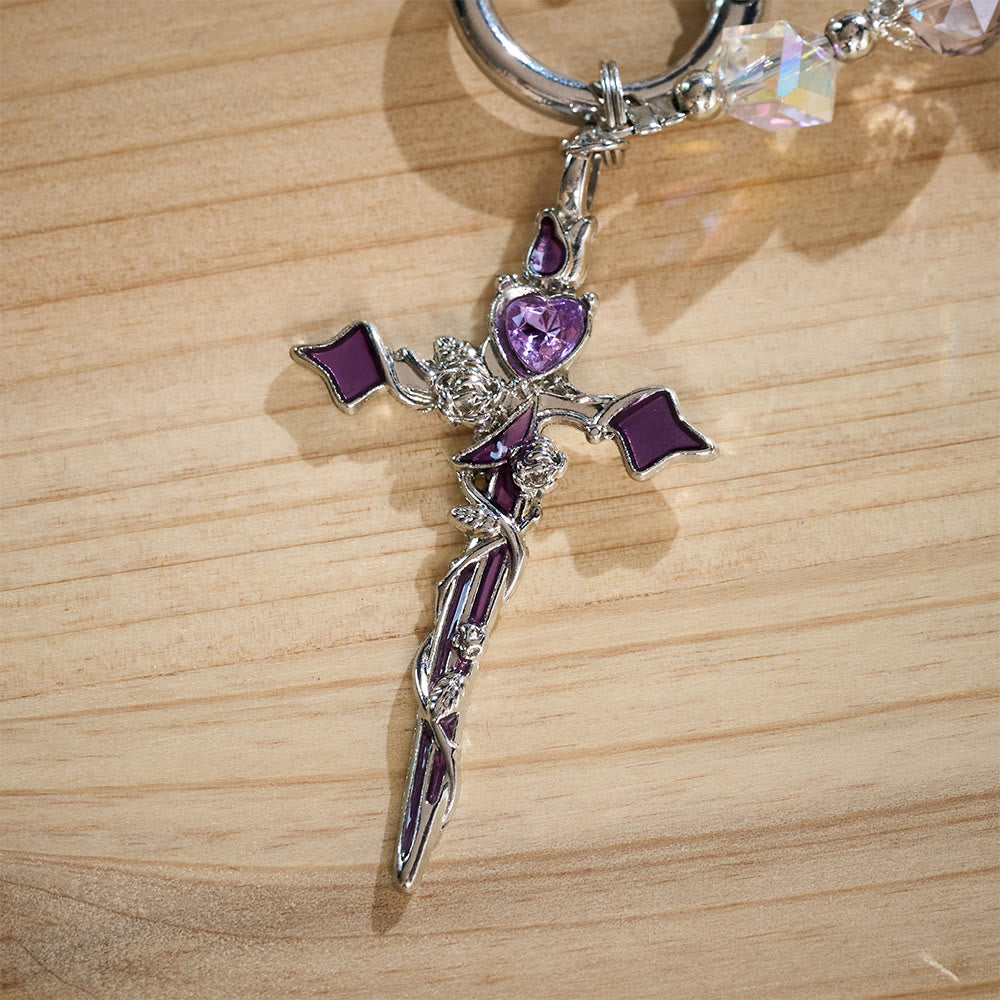 SolaceBeads Phone Charm, Crystal &amp; Pearl Beads, Two‑Color Option Cross: Light‑Filled Devotion Accessory - image 13