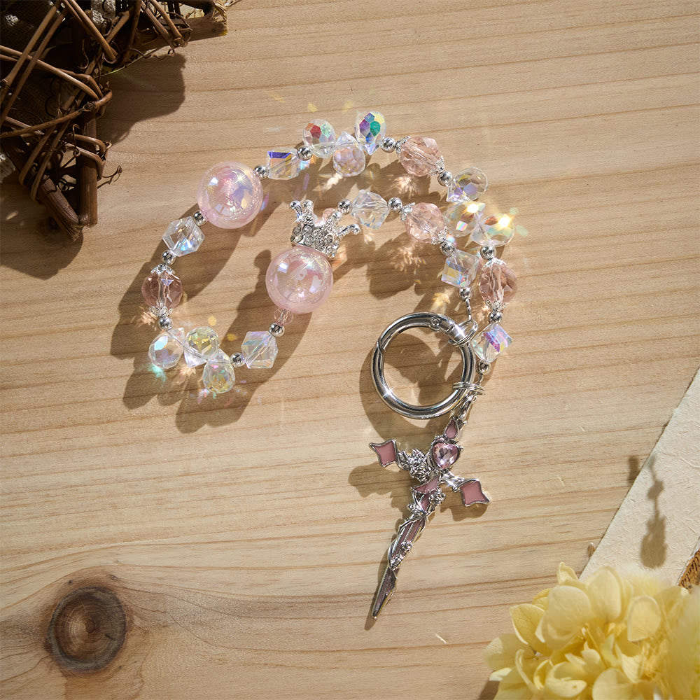 SolaceBeads Phone Charm, Crystal &amp; Pearl Beads, Two‑Color Option Cross: Light‑Filled Devotion Accessory - image 6