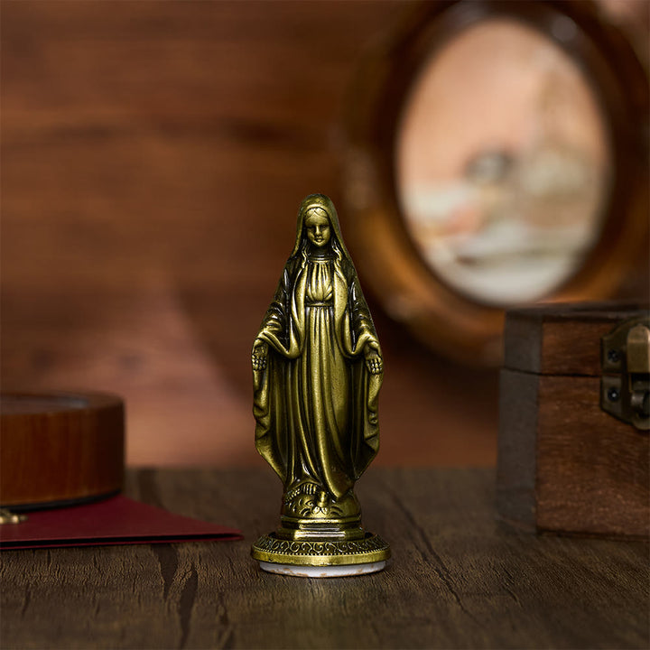 Solacebeads Our Lady Of Grace Mini Alloy Prayer Statue: The Gentle Grace Of Virgin Mary - Antique Bronze - image 2