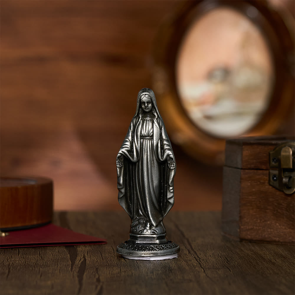 Solacebeads Our Lady Of Grace Mini Alloy Prayer Statue: The Gentle Grace Of Virgin Mary - Antique Pewter - image 1
