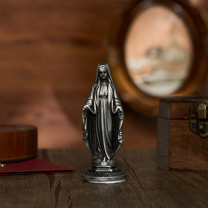 Solacebeads Our Lady Of Grace Mini Alloy Prayer Statue: The Gentle Grace Of Virgin Mary - Antique Pewter - image 1