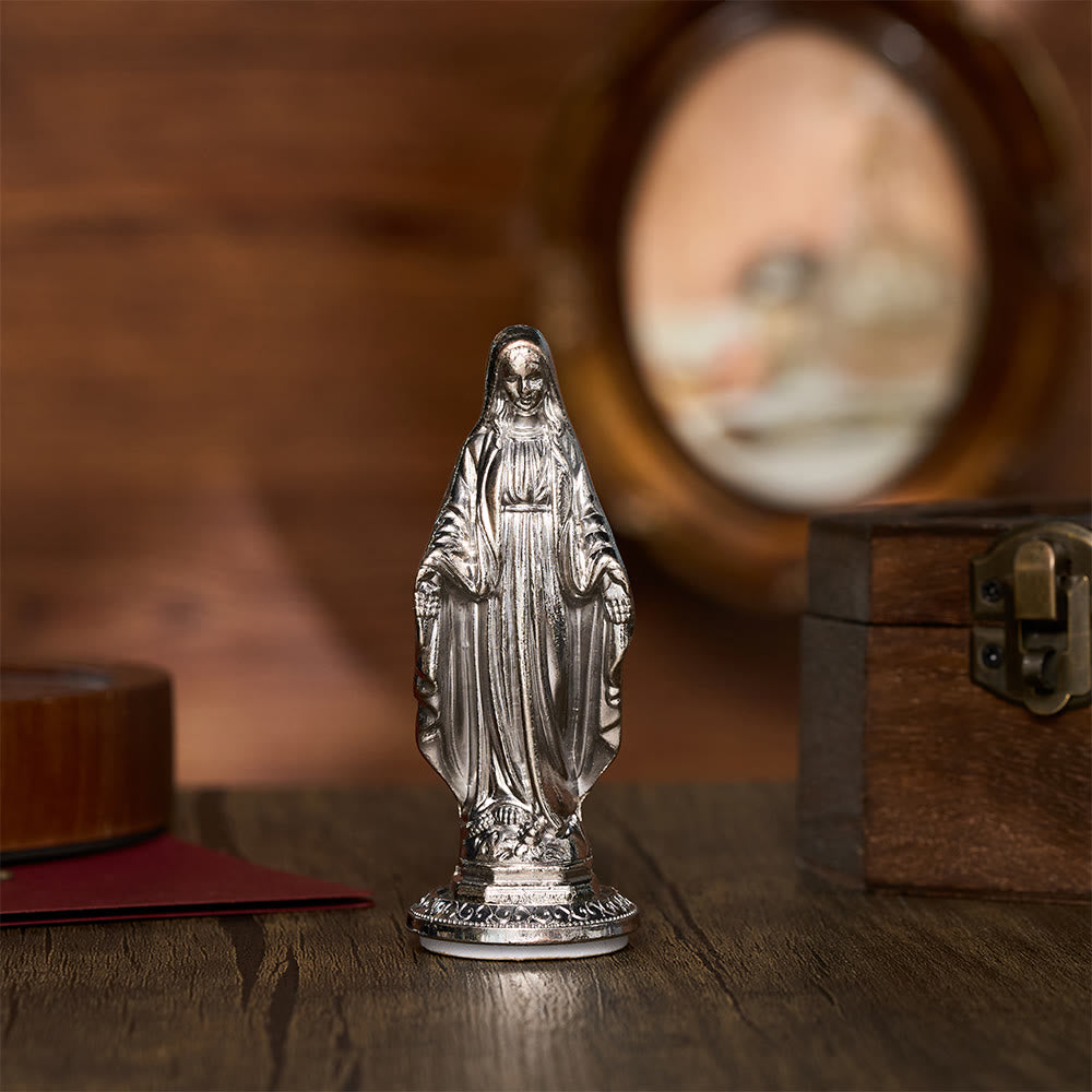 Solacebeads Our Lady Of Grace Mini Alloy Prayer Statue: The Gentle Grace Of Virgin Mary - Steel Tone - image 3