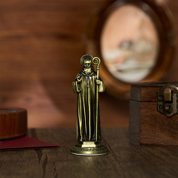 SolaceBeads St. Benedict Mini Alloy Prayer Statue: The firm protection Brought by Benedict - Antique Bronze - image 1