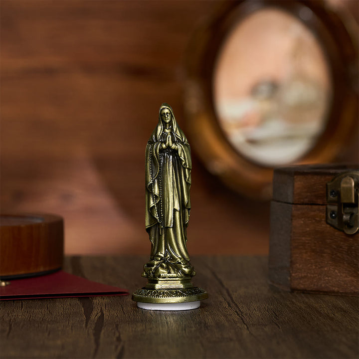 SolaceBeads Our Lady of Lourdes Prayer Statue, Sacred Devotion Desktop Figurine - Antique Bronze - image 2