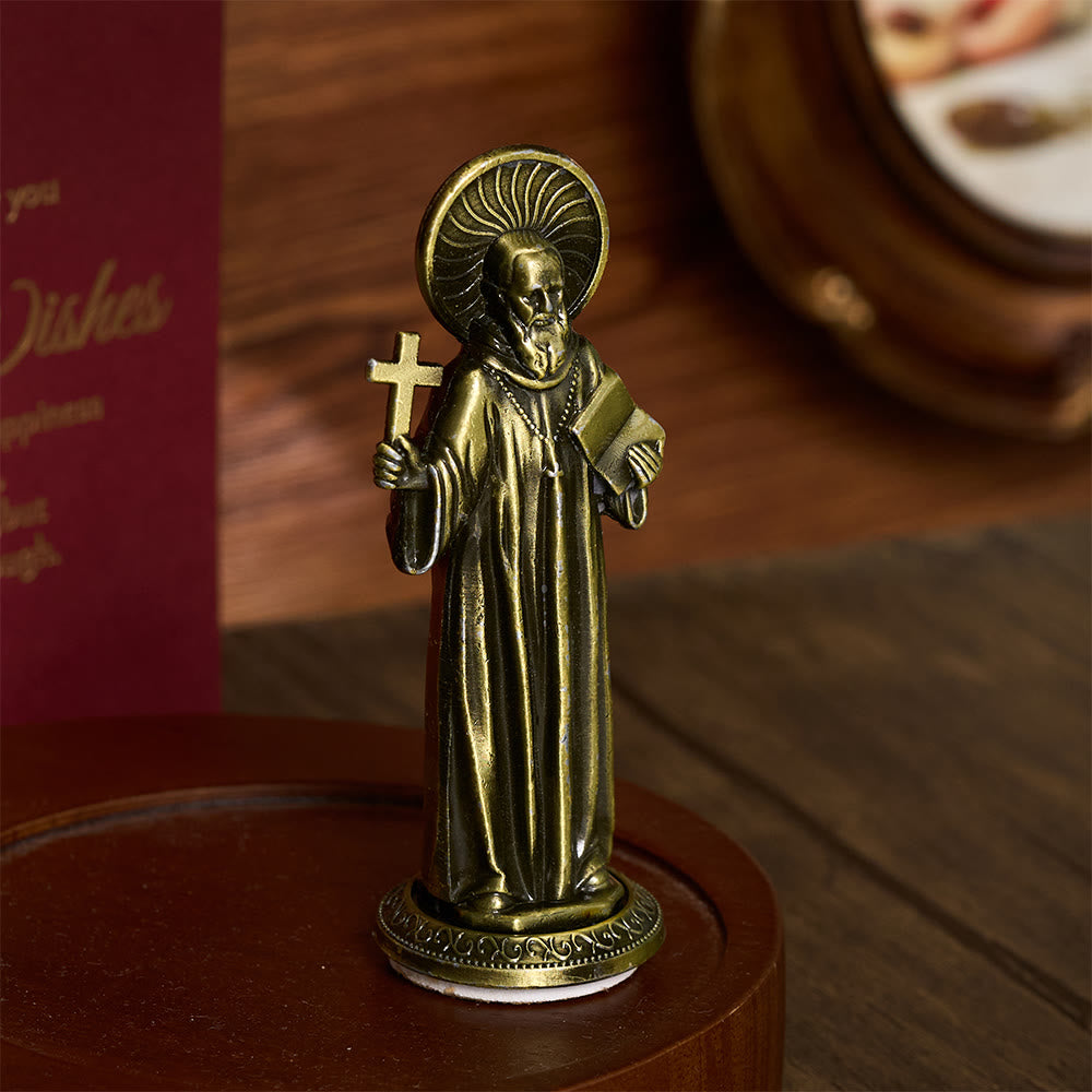 Solacebeads St. Benedict With Cross And Rule Mini Alloy Prayer Statue: Bringing Spiritual Shelter - image 6