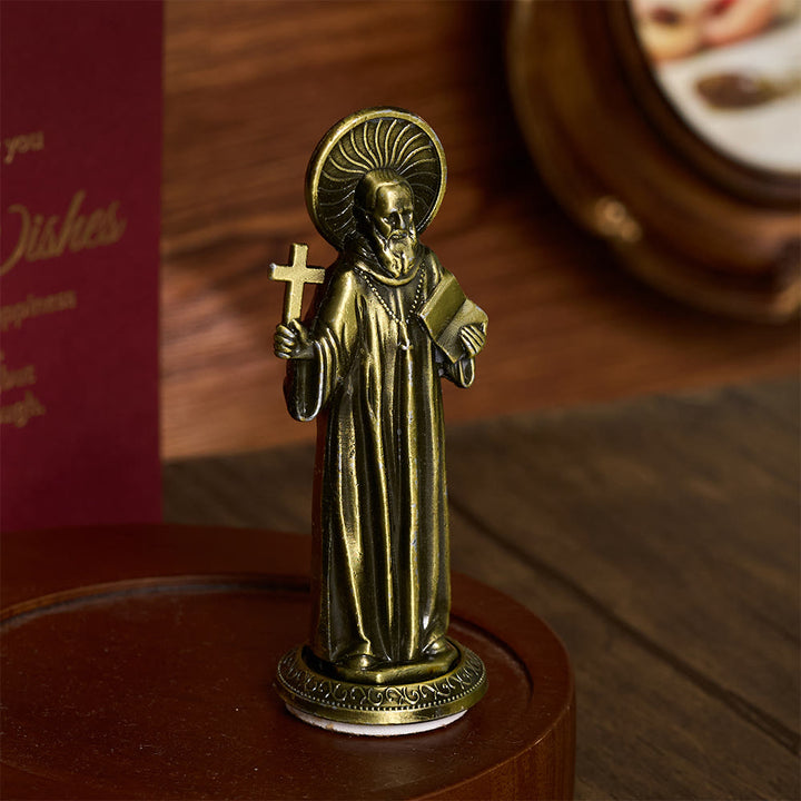 Solacebeads St. Benedict With Cross And Rule Mini Alloy Prayer Statue: Bringing Spiritual Shelter - image 6