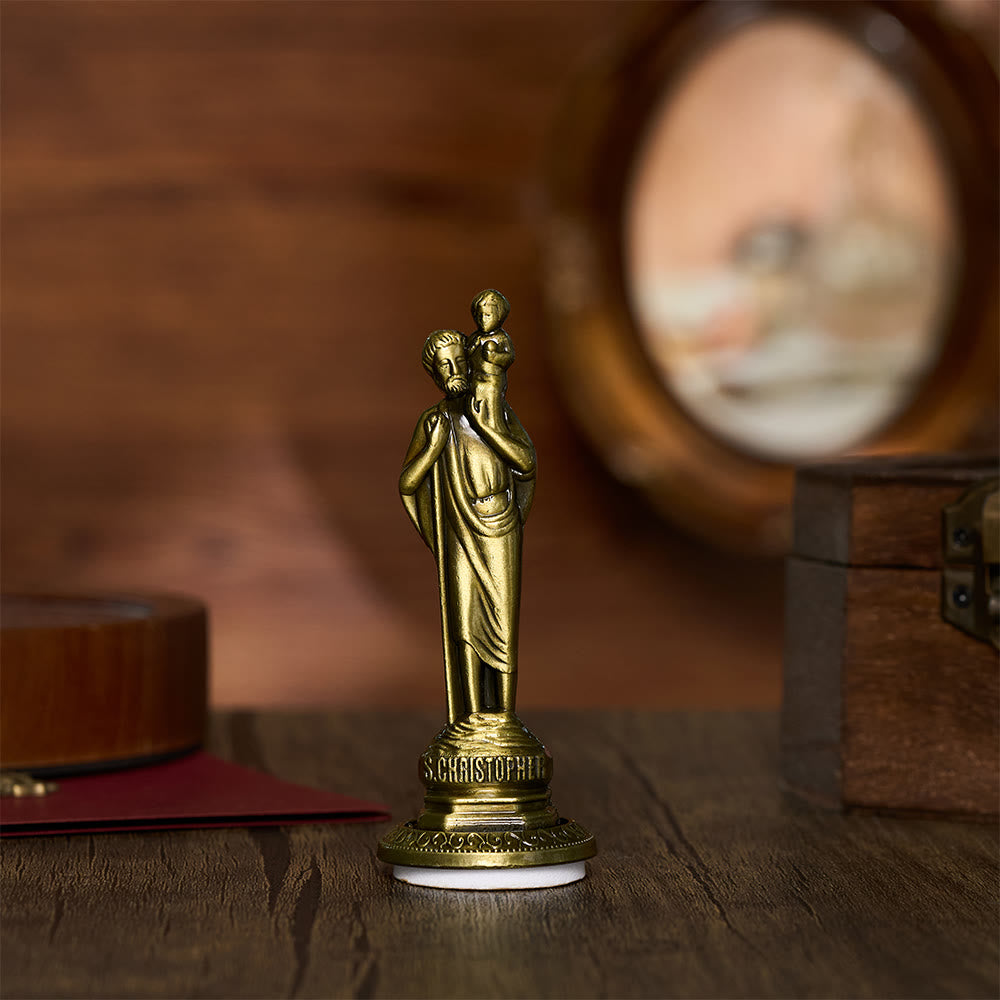 SolaceBeads Saint Christopher Prayer Statue: Sacred Protection for Your Daily Devotion - Antique Bronze - image 1
