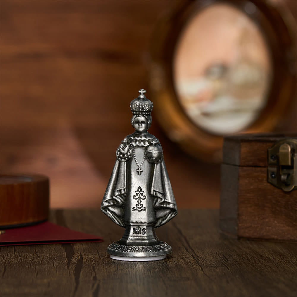 SolaceBeads Infant Jesus of Prague Statue: Faith‑Filled Devotional Prayer Figurine - Antique Pewter‑Tone - image 2