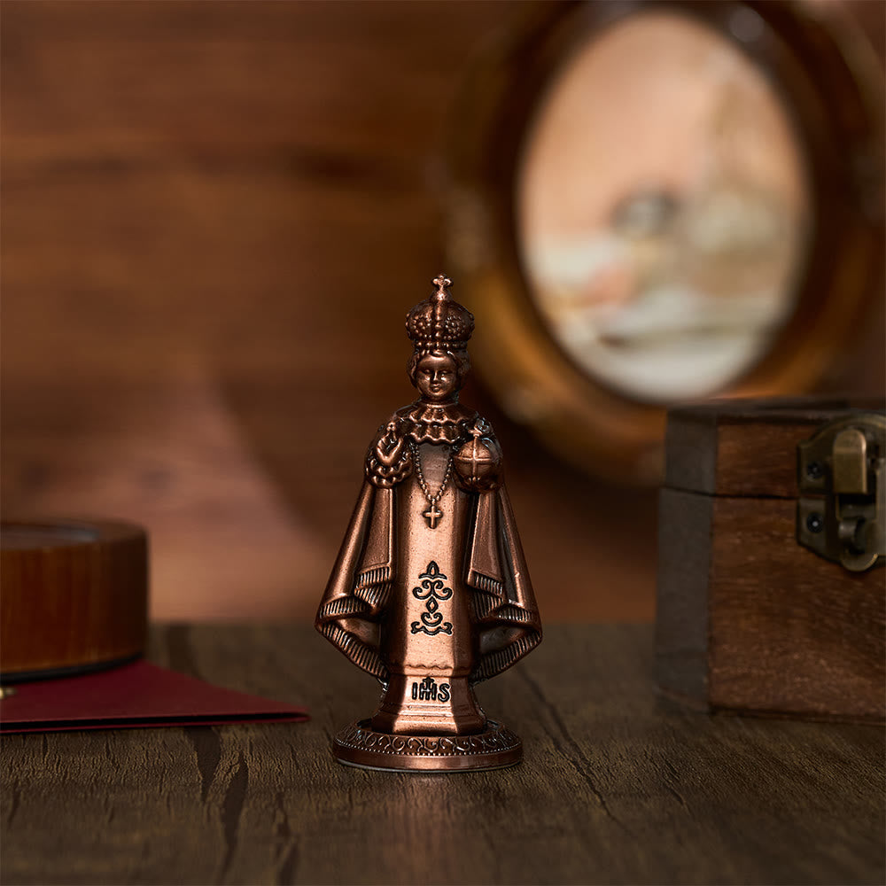 SolaceBeads Infant Jesus of Prague Statue: Faith‑Filled Devotional Prayer Figurine - Antique Red‑Tone - image 1