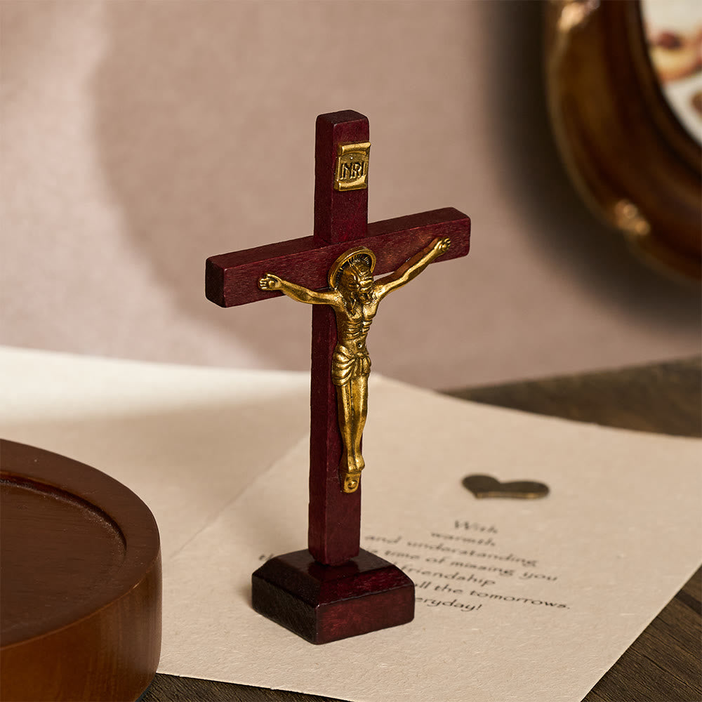 SolaceBeads Standing Wood Crucifix Tabletop Prayer Cross: Accompanying Personal Meditation - image 7