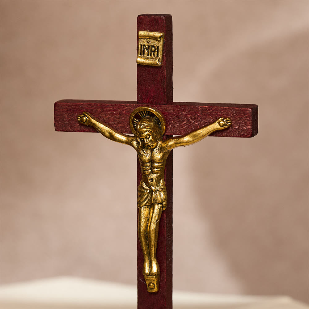 SolaceBeads Standing Wood Crucifix Tabletop Prayer Cross: Accompanying Personal Meditation - image 4