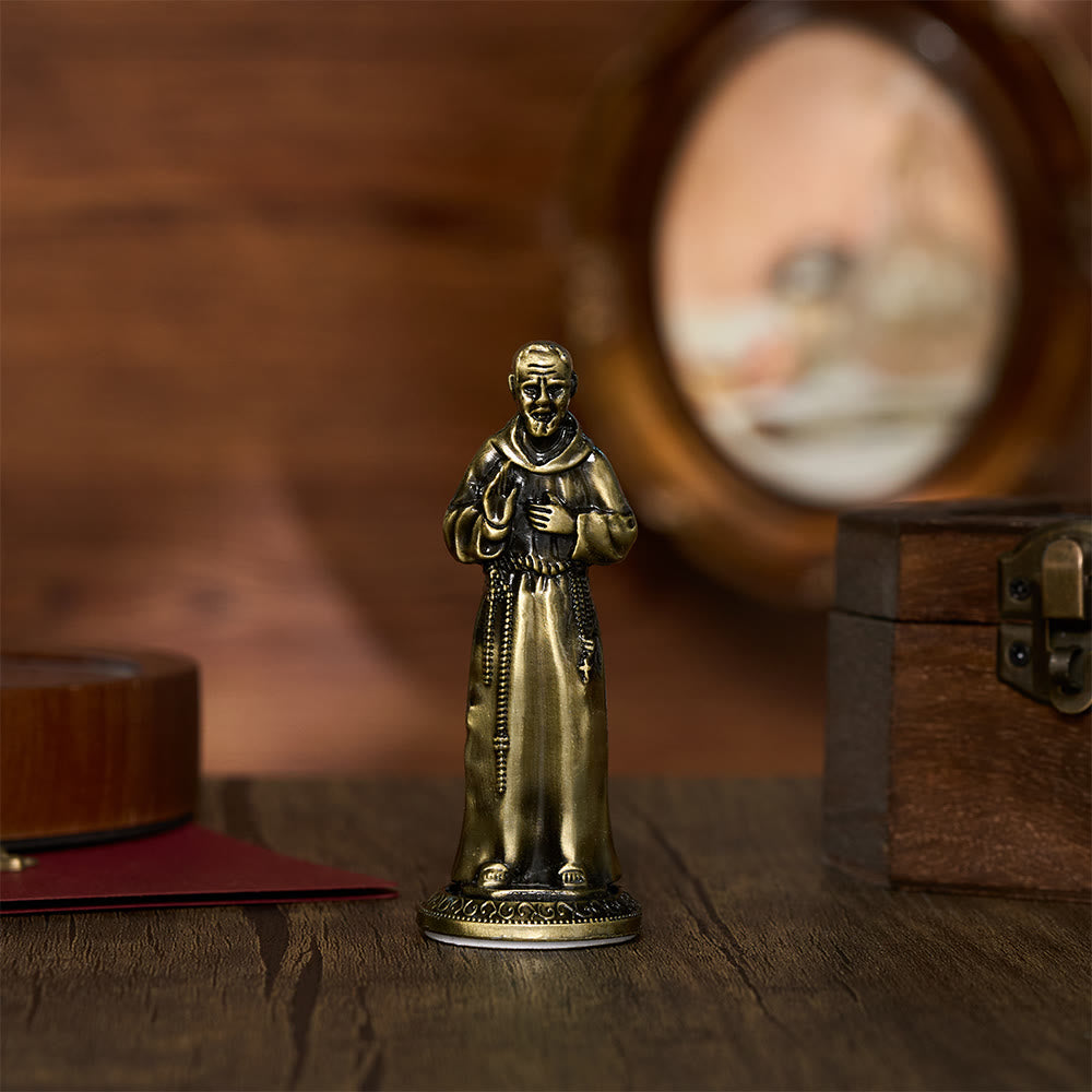 SolaceBeads Saint Padre Pio Statue: Divine Grace Devotional Prayer Figurine - Antique Bronze‑Tone - image 2