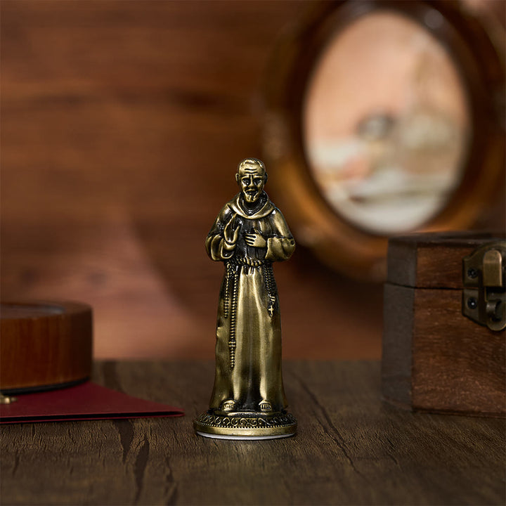 SolaceBeads Saint Padre Pio Statue: Divine Grace Devotional Prayer Figurine - Antique Bronze‑Tone - image 2