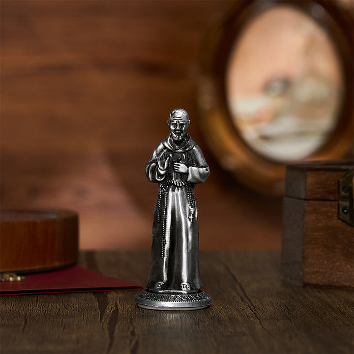 SolaceBeads Saint Padre Pio Statue: Divine Grace Devotional Prayer Figurine - Antique Pewter‑Tone - image 1
