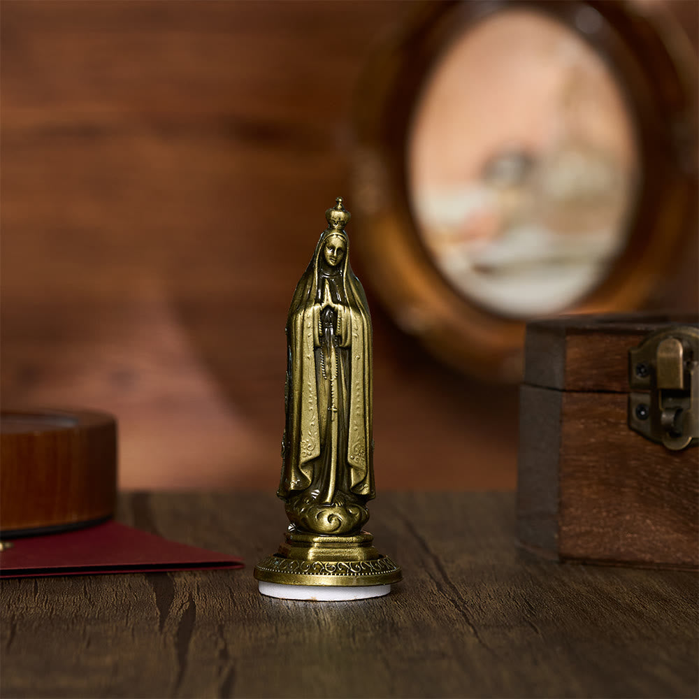 SolaceBeads Our Lady Of Fátima Mini Alloy Prayer Statue: Gentle Intercession &amp; Peaceful Blessings - Antique Bronze - image 2