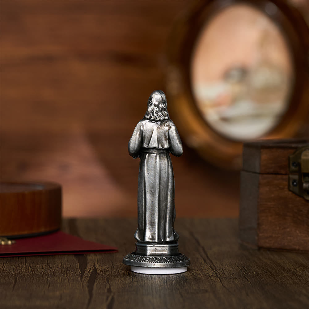 SolaceBeads Divine Mercy Jesus Statue, Two Vintage‑Tone: Divine Blessing Devotional Figurine - image 4