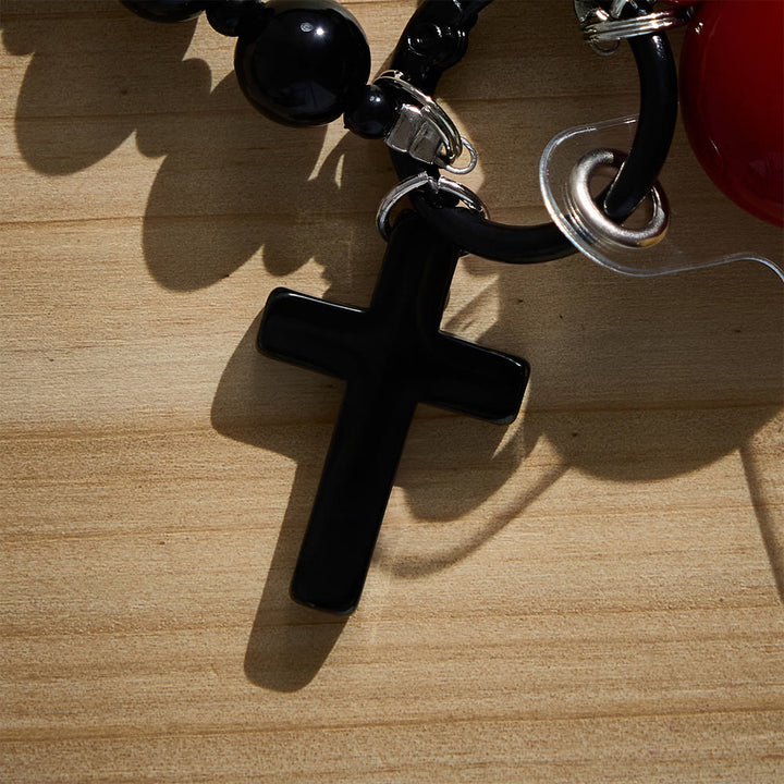 Solacebeads Black Bead &amp; Red Heart Phone Charm With Black Metal Cross: Love And Faith In Daily Life - image 4