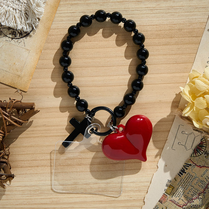 Solacebeads Black Bead &amp; Red Heart Phone Charm With Black Metal Cross: Love And Faith In Daily Life - image 7