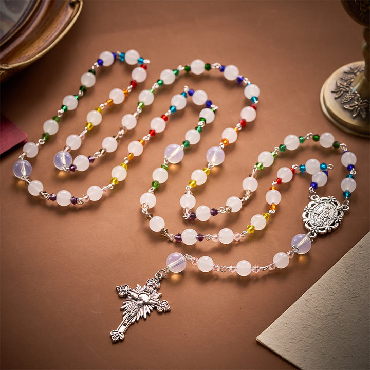 SolaceBeads White Glass Artistic Rosary: Elegant Beaded Chain for Your Daily Prayer - image 2