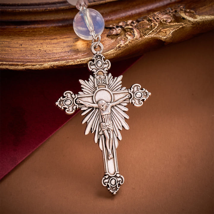 SolaceBeads White Glass Artistic Rosary: Elegant Beaded Chain for Your Daily Prayer - image 7