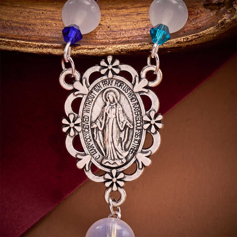 SolaceBeads White Glass Artistic Rosary: Elegant Beaded Chain for Your Daily Prayer - image 6