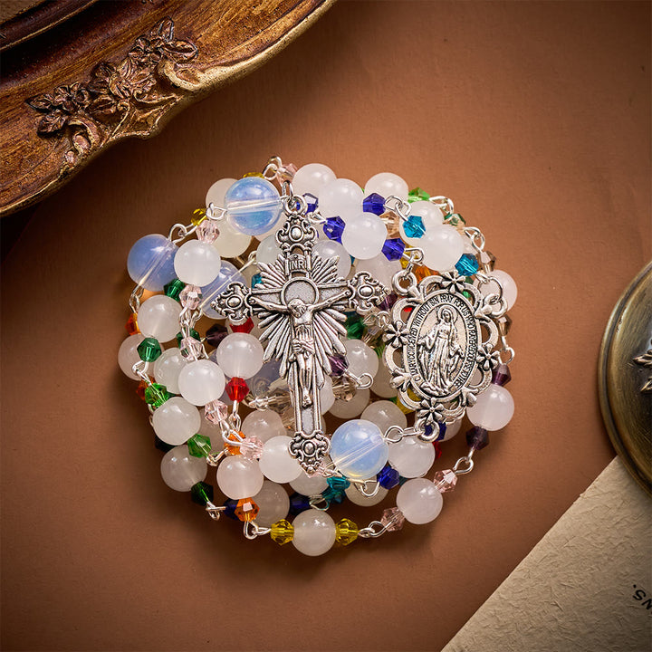SolaceBeads White Glass Artistic Rosary: Elegant Beaded Chain for Your Daily Prayer - image 8