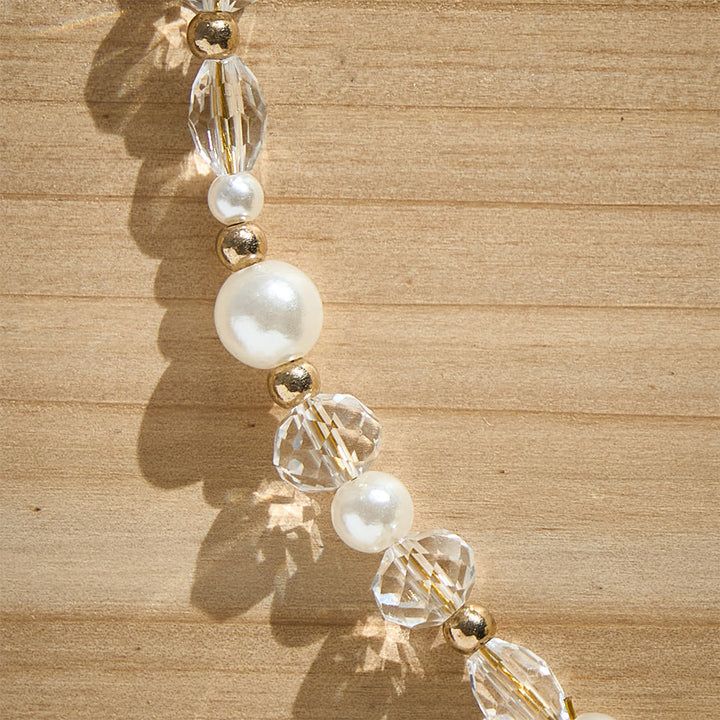 SolaceBeads Clear Crystal &amp; Pearl Phone Charm With Pearl‑Encrusted Cross: Grace in Luminous Sparkle - image 2