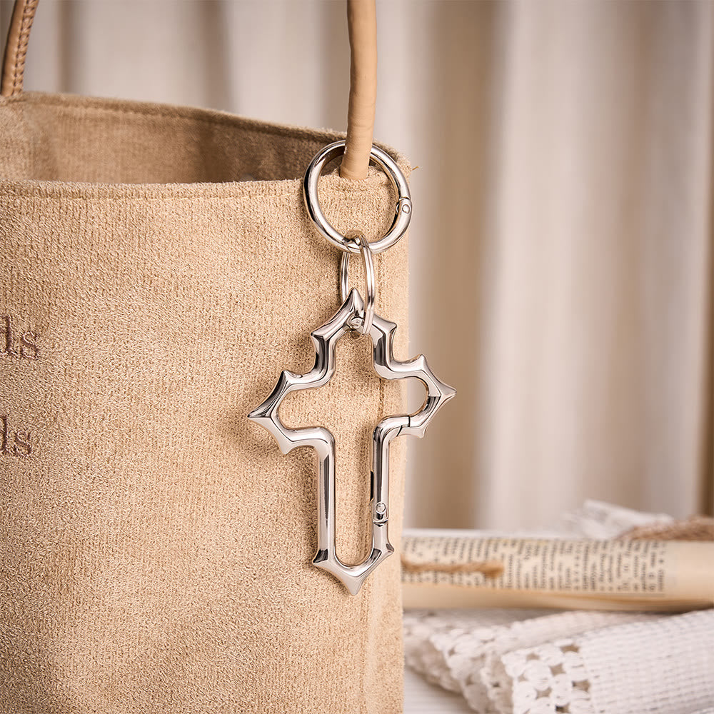 Solacebeads Openable Cross‑shaped Carabiner Keychain: Faith In Modern Metal - image 5