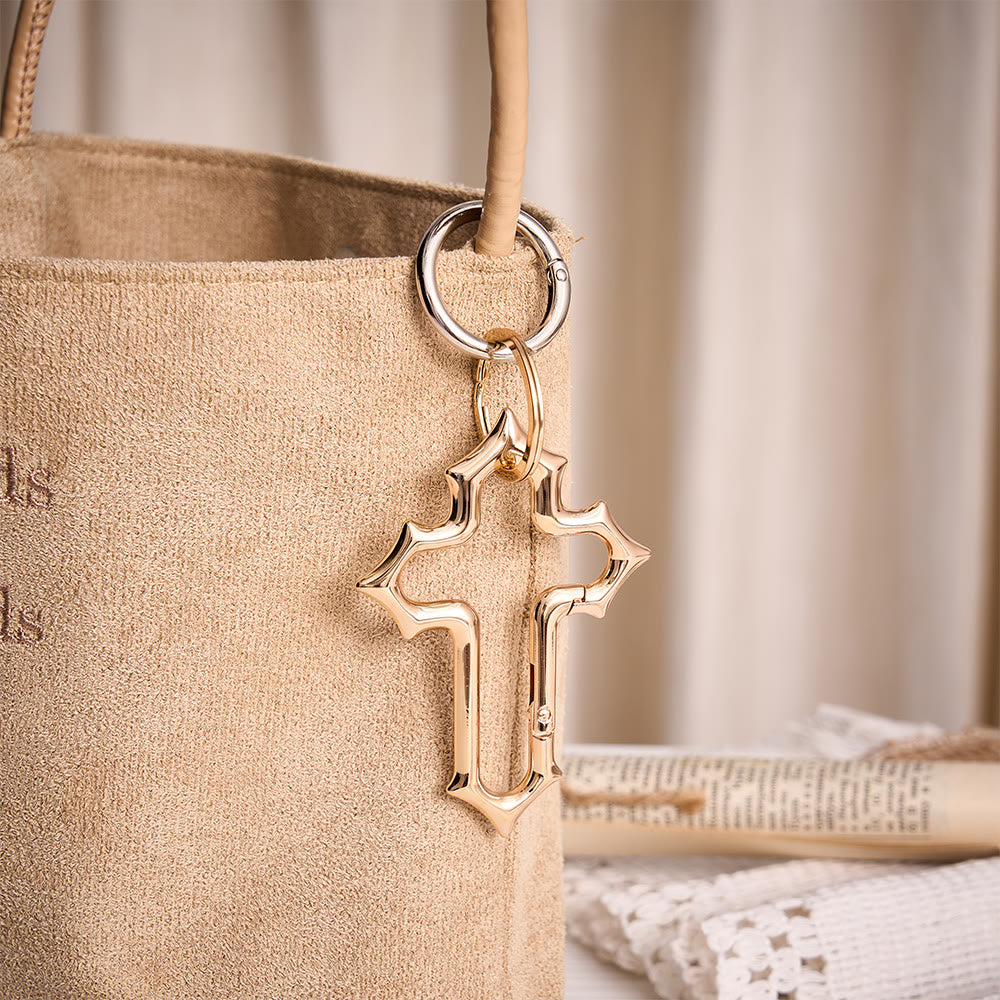 Solacebeads Openable Cross‑shaped Carabiner Keychain: Faith In Modern Metal - image 4