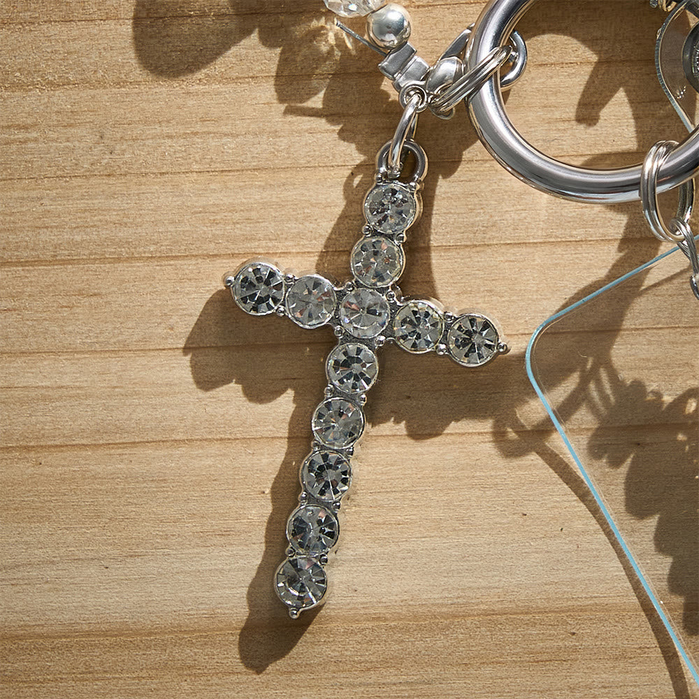 SolaceBeads Beaded Phone Charm: Gentle Design with Rhinestone Cross Pendant - image 6