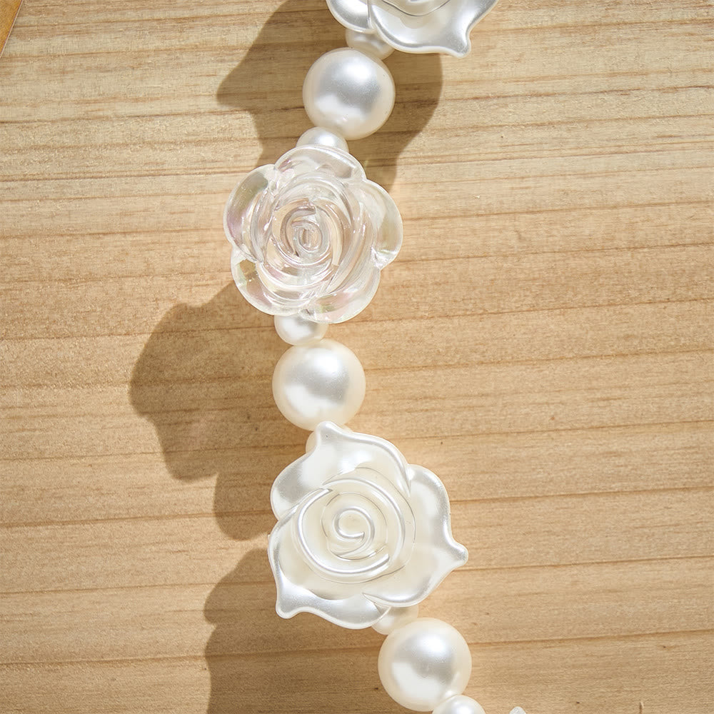 SolaceBeads Pearl Rose Beaded Phone Charm: Gentle Grace for Your Daily Companion - image 4