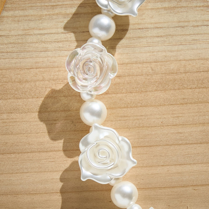 SolaceBeads Pearl Rose Beaded Phone Charm: Gentle Grace for Your Daily Companion - image 4