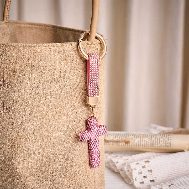 SolaceBeads Sparkling Rhinestone Cross Leather Keychain: Faith in Sparkling Glow - image 12