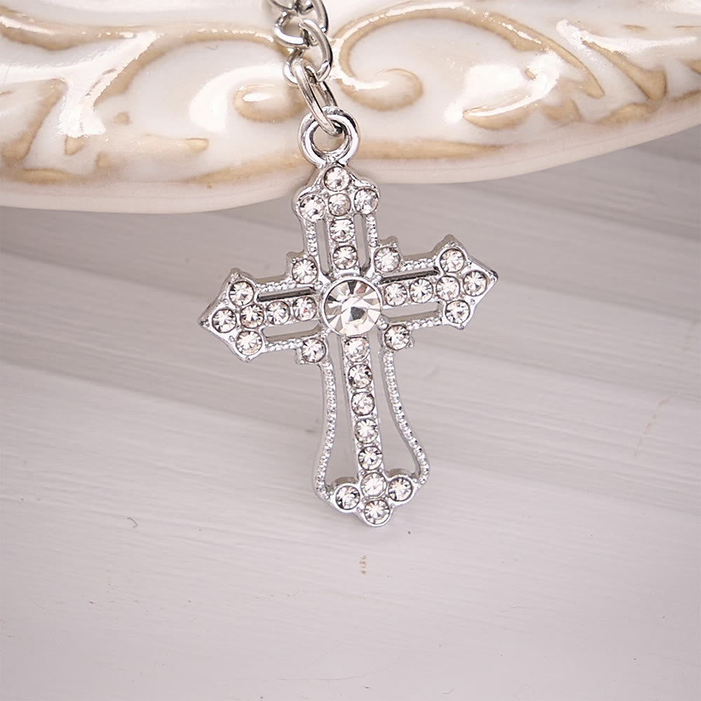 SolaceBeads Winged Cross &amp; Heart Keychain: Gentle Blessings, Pink &amp; Blue Available - image 5
