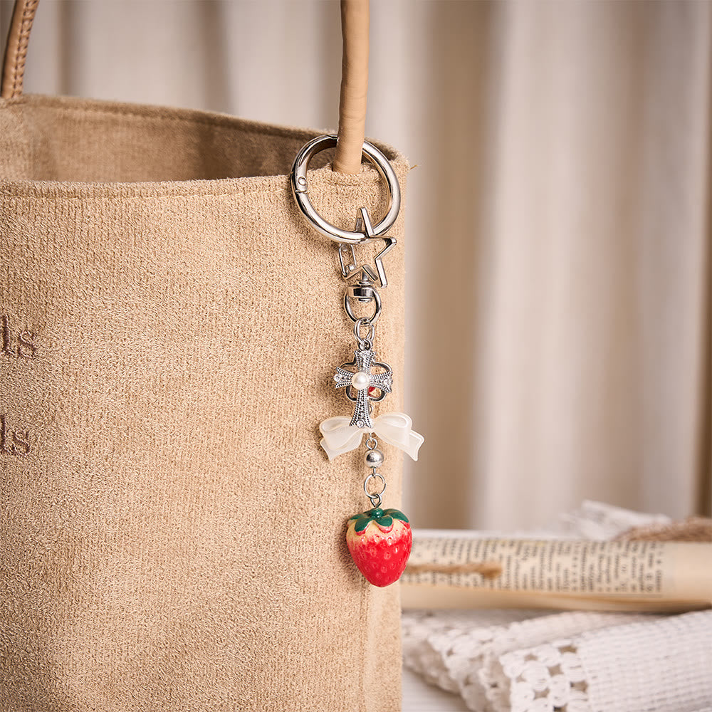 SolaceBeads Star Clasp Strawberry Cross Keychain: Abiding Grace Close At Hand - image 3