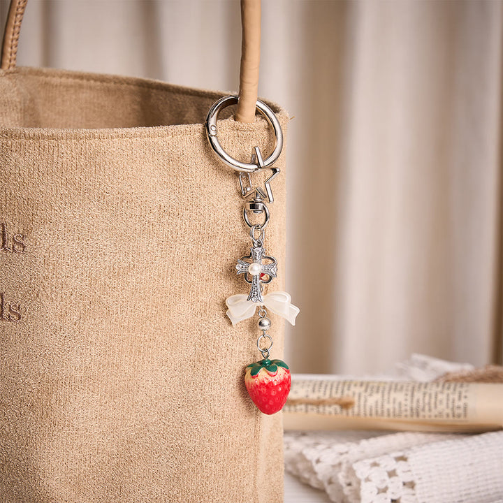 SolaceBeads Star Clasp Strawberry Cross Keychain: Abiding Grace Close At Hand - image 3