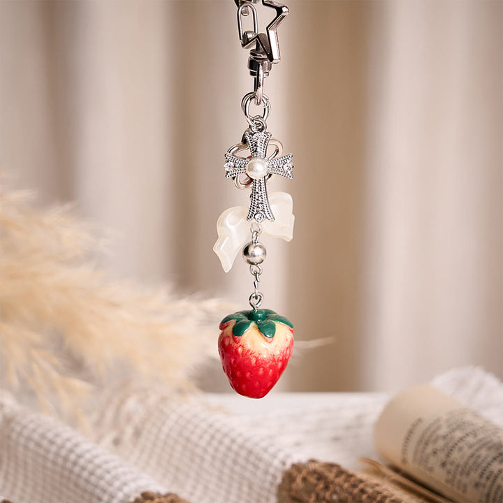 SolaceBeads Star Clasp Strawberry Cross Keychain: Abiding Grace Close At Hand - image 4