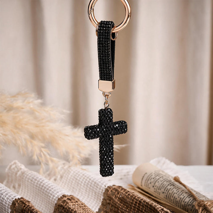 SolaceBeads Sparkling Rhinestone Cross Leather Keychain: Faith in Sparkling Glow - image 7